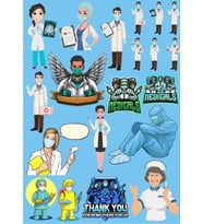 Doktor Sağlık Çalışanı Sticker Set 13 Parça Telefon, Tablet, Defter, Laptop Sticker