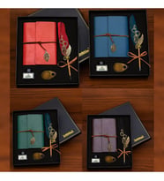 Kişiye Özel Mor Renk Divit Hokka Defter Ve Tüylü Kalem Seti (Yeşil)