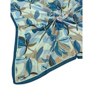 Ebruli Soft Pamuklu Çiçek Desenli Eşarp - 95x95 cm (Lacivert)