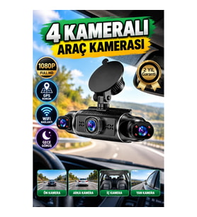 4 Kameralı 1080P Araç Kayıt Sistemi – GPS, WiFi, G Sensör ve Gece Görüş