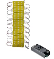20 Adet 12 Volt 1.2 Watt 3 Lensli Amber 2835 SMD Led Modül IP65 5A Slim Trafo Set