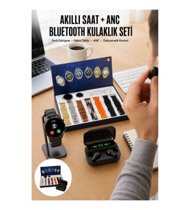Mey İthalat® Yeni Model Akıllı Saat ve Ucuz Kaliteli Bluetooth Kulaklık Amoled Ekran Aynalı