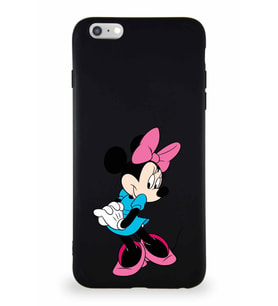 Apple iPhone 6S Plus Soft Premier Kapak Minnie Mouse-F Tasarımlı Silikon Kılıf - Siyah (Şeffaf)