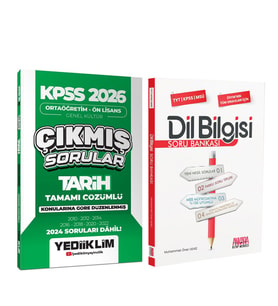 Yediiklim 2026 KPSS Ortaöğretim Önlisans Tarih Konularına Göre Çıkmış Sorular ve AKM Dil Bilgisi Soru Bankası Seti 2 Kitap