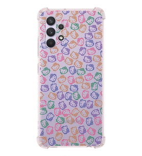 Samsung Galaxy A32 Uyumlu Köşe Korumalı Antişok Kapak Hello Kitty Tasarımlı Şeffaf  Kılıf