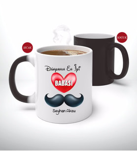 BK Gift Kişiye Özel Dünyanın En İyi Babası Tasarımlı Sihirli Kupa Bardak-1 (Beyaz)