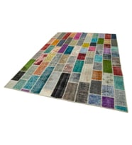 Gri Mavi El Dokuma Salon Halısı Patchwork Desenli Modern Stil Orta Havlı Yatak Odası İçin Konforlu Zemin