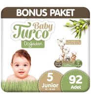 Baby Turco Doğadan Bonus Paket Bebek Bezi 5 Beden 92 Adet