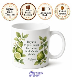 Bergamot Temalı Baskılı Kupa Bardak Hediye Özel Tasarım Porselen Mug