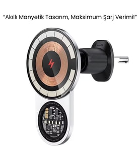 15W Hızlı Şarj Destekli Manyetik Araç Telefon Tutucu – 1200g Güçlü Tutuş, 360° Döner Tasarım, Akıllı Çipli