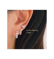 10 mm Silver Renk Taşlı Halka Piercing Helix Lob Conch Kıkırdak (Çok Renkli)