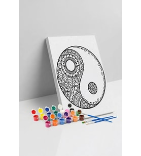Yin Yang Desenli Mandala Tuval Boyama Seti 40x50 cm