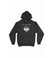 Lüksemburg Bayraklı Kalpli Siyah Sweatshirt Hoodie