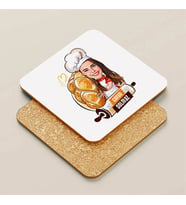 Kişiye Özel Pastacı Kadın Karikatürlü Bardak Altlığı