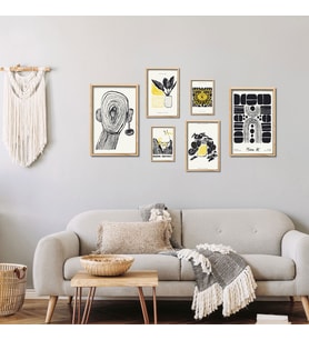 6'lı Ahşap Lamine Çerçeveli Mdf Tablo Seti Modern Art Tasarım (Ahşap)