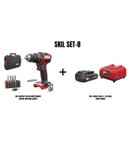 SKIL Set-8 (SKIL COMPACT 3075JA AKÜLÜ DARBELİ MATKAP VİDALAMA ÇANTALI+2,0Ah Li + 2.4A ŞARJ CİHAZI)