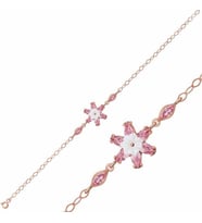 Gümüş Rose Pembe Lotus Çiçeği Bileklik