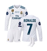Ronaldo Real Madrid 2018 Şampiyonlar Ligi Finali Uzun Kollu 3'lü Çocuk Futbol Forma Seti ( Forma,şort ve çorap )