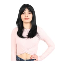 Düz Perçemli Orta Boy Fiber Sen Peruk / Siyah