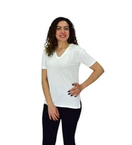 Kadın Yarım Kol V Yaka Likralı Tişöt  BGL-ST04651 (Beyaz)