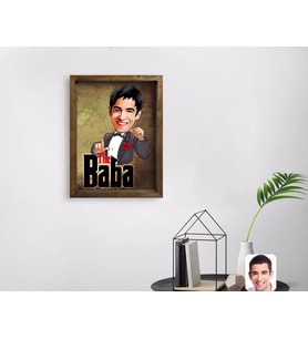 BK Gift Kişiye Özel Godfather Baba Karikatürlü Doğal Masif Ahşap Çerçeveli Tablo 45x65cm-8