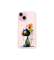 iPhone 15 ile Uyumlu Splash Kedi Tasarımlı Şeffaf Silikon Kılıf