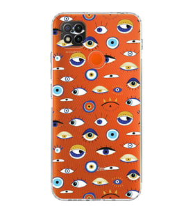 PrintiFy Xiaomi Redmi 9c ile Uyumlu Nazar Boncuğu 2 Baskılı Kamera Korumalı Şeffaf Silikon Kılıf
