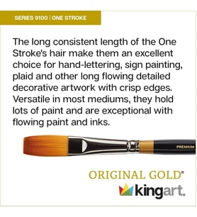 Orijinal Gold 9100 Serisi Premium Sanatçı Fırçası, Golden Taklon One Çizgi Boyutu: 1/2
