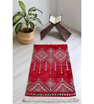 Kilim Desenli Astarlı Lüks Seccade S1020 Krımızı