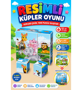 Resimli Küpler Oyunu - Görsel Lego - Bebek Oyuncağı - Resim Tamamla