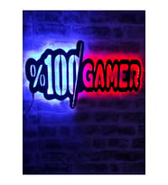 Mony Tasarım %100 Gamer Led Işıklı Tablo Led Tablo (Kırmızı-Mavi)