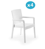 Omnipazar SY-2527 Royale Hasır Desenli Rattan Bahçe Koltuk Sandalye 4'lü Set