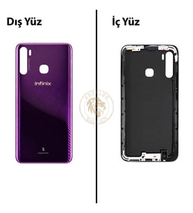 Infinix S5 Mor Uyumlu Arka Kapak Arka Cam Batarya Pil Kapağı Lazer Kesim Back Cover