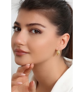 Kadın 925 Ayar Gümüş Zirkon Taşlı Küpe (Altın)