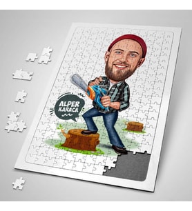 Kişiye Özel Hediye 240 Parça Ormancı Erkek Karikatürlü Puzzle