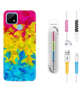 Realme C11 C21 C21Y C25Y C11 2021 Kılıf Kablo Koruma Spiral Silikon Yapraklar 1634
