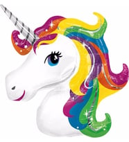 Pazariz  Renkli Unicorn Folyo Balon Büyük Boy Helyum Uyumlu 92X126 cm