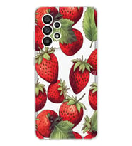 Samsung Galaxy A52 Uyumlu Çilek Desenli Şeffaf Telefon Kılıfı