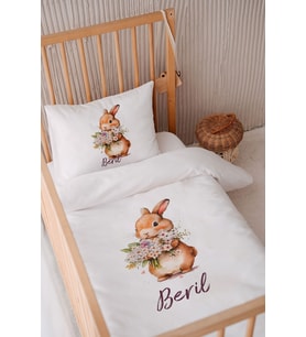 %100 Pamuk Saten Isme Özel 100x150 Bebek Yatak Nevresim Seti
