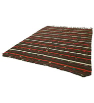 Kırmızı Kilim Geometrik Çizgili El Dokuma Yün Salon Kilimi Bohem Stil Koridor Yatak Odası