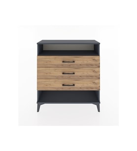 Arges Şifonyer Tek Raflı 3 Çekmeceli 88x30x96 Antrasit-Çam