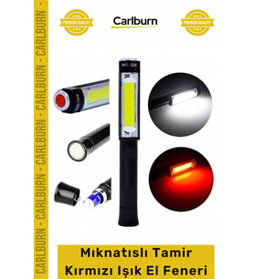#ElFeneri Güçlü Servis Teknik PS-Q5 Pilli Mıknatıslı COB LED Çalışma Tamir Kırmızı Işık El Feneri