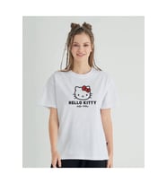 Lisanslı Baskılı Basic Beyaz T-shirt Relaxed Kalıp