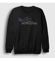 Presmono Unisex Beyaz Logo Anime Re Zero Sweatshirt 543731tt (Siyah)