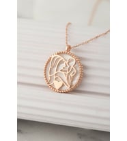 925 Ayar Gümüş Beyaz Sedef Taşlı Bir Kalpte İki Can Kolyesi (Rose)