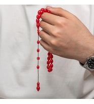 Sıkma Kehribar 925 Ayar Gümüş Tesbih (Bej)