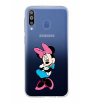 Samsung Galaxy M30 Kapak Minnie Mouse Tasarımlı Şeffaf Silikon Kılıf