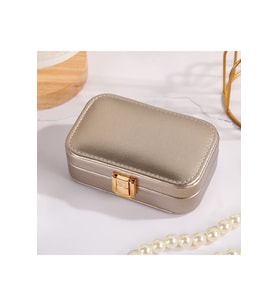 Mini Deri Seyahat Takı Kutusu, Organizer, 15cm, Bronz Renk