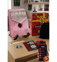 Midex KLX-350-PAK Hakiki Ağaç Pembe Kalimba 17 Tuşlu Full Set