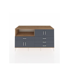 Kronos Konsol 2 Raflı 4 Çekmeceli 4 Kapaklı 176x59x99 Çam-Antrasit